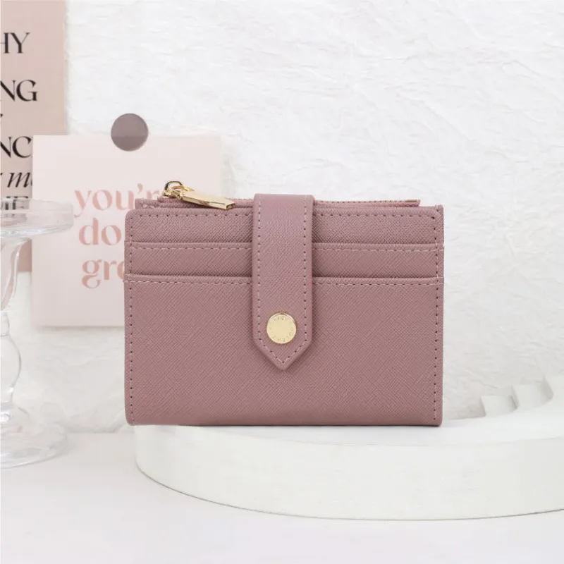 Dizainera sieviešu personas apliecības turētājs, divkāršs maks ar spiedpogas aizdari